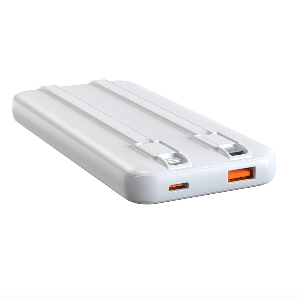 10,000mAh Power Bank with Built-in Cables