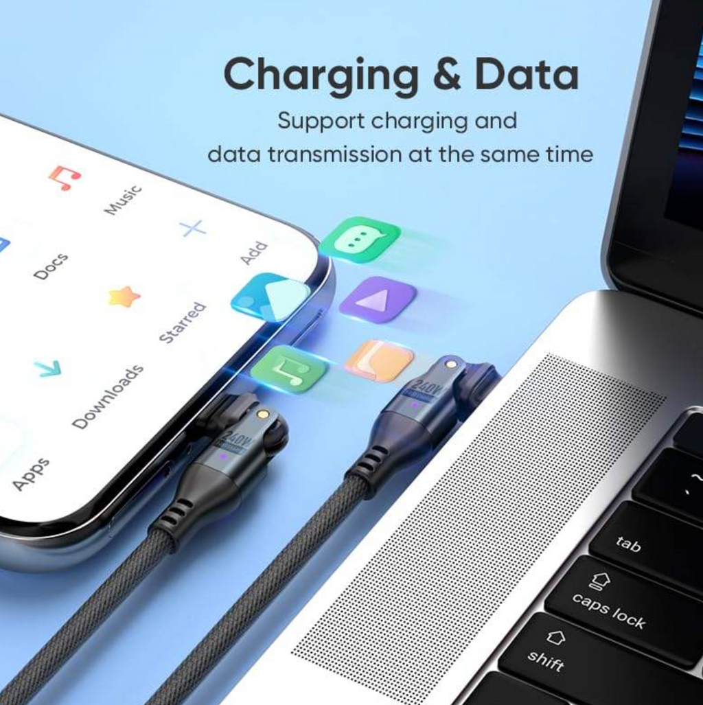 240W 540° Rotating Fast Charging Cable