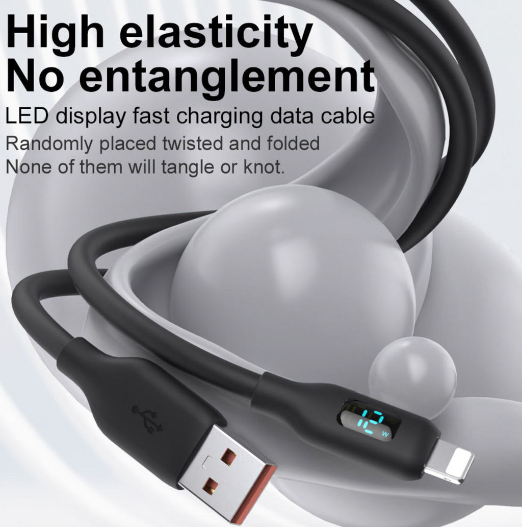 12W LED Digital Display Fast Charging Cable