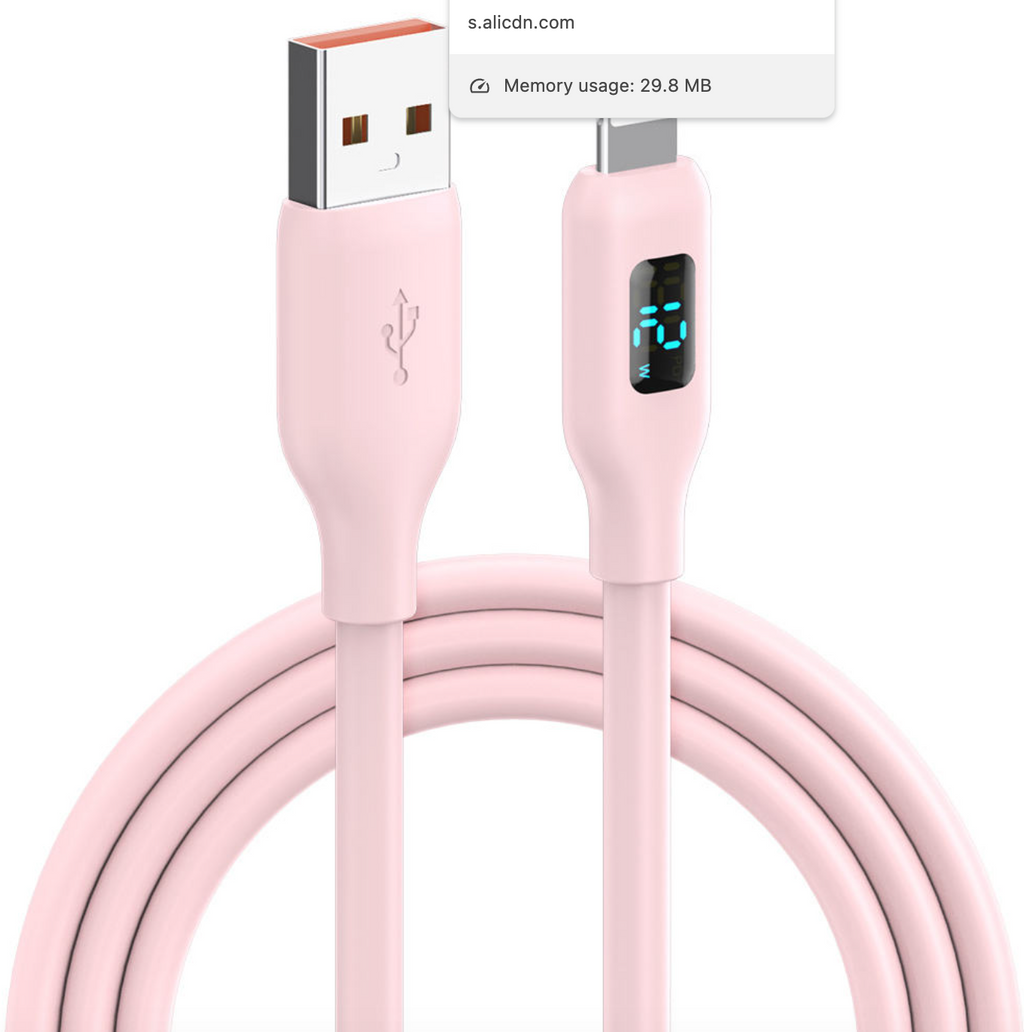 12W LED Digital Display Fast Charging Cable